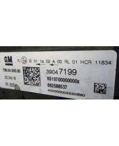 Opel Astra K Reflektor Prawy 39047199