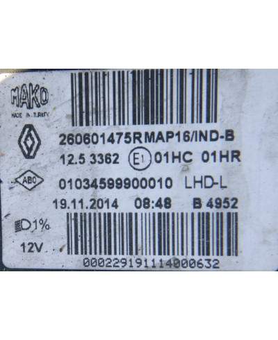Renault Clio IV Reflektor Lewy 260601475R