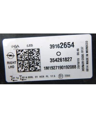 Opel Corsa E Reflektor Prawy 39162654