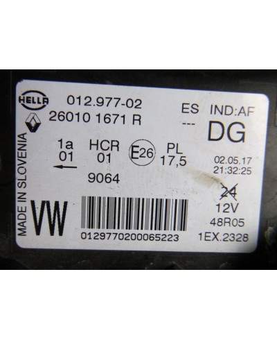 Renault Captur Reflektor Prawy 260101671R