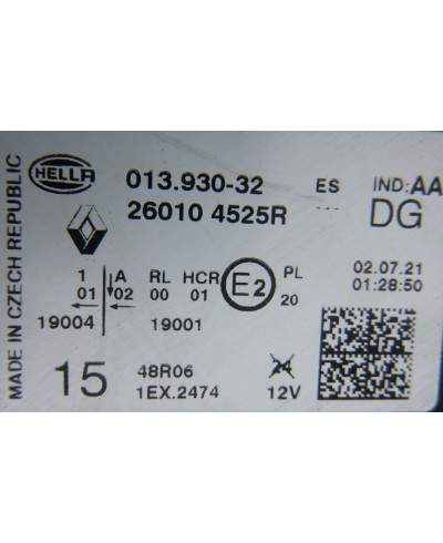 Renault Captur Reflektor Prawy 260104525r