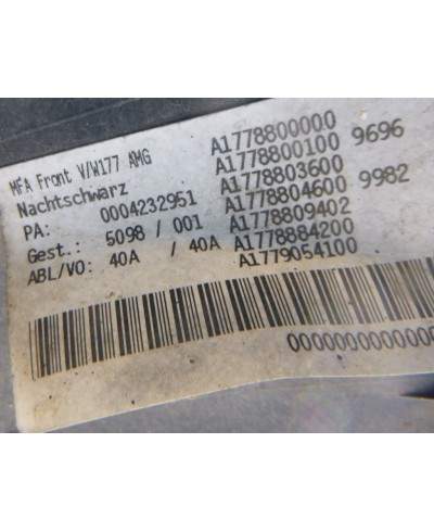 Mercedes A-klasa W177 Zderzak Przód A1778800000